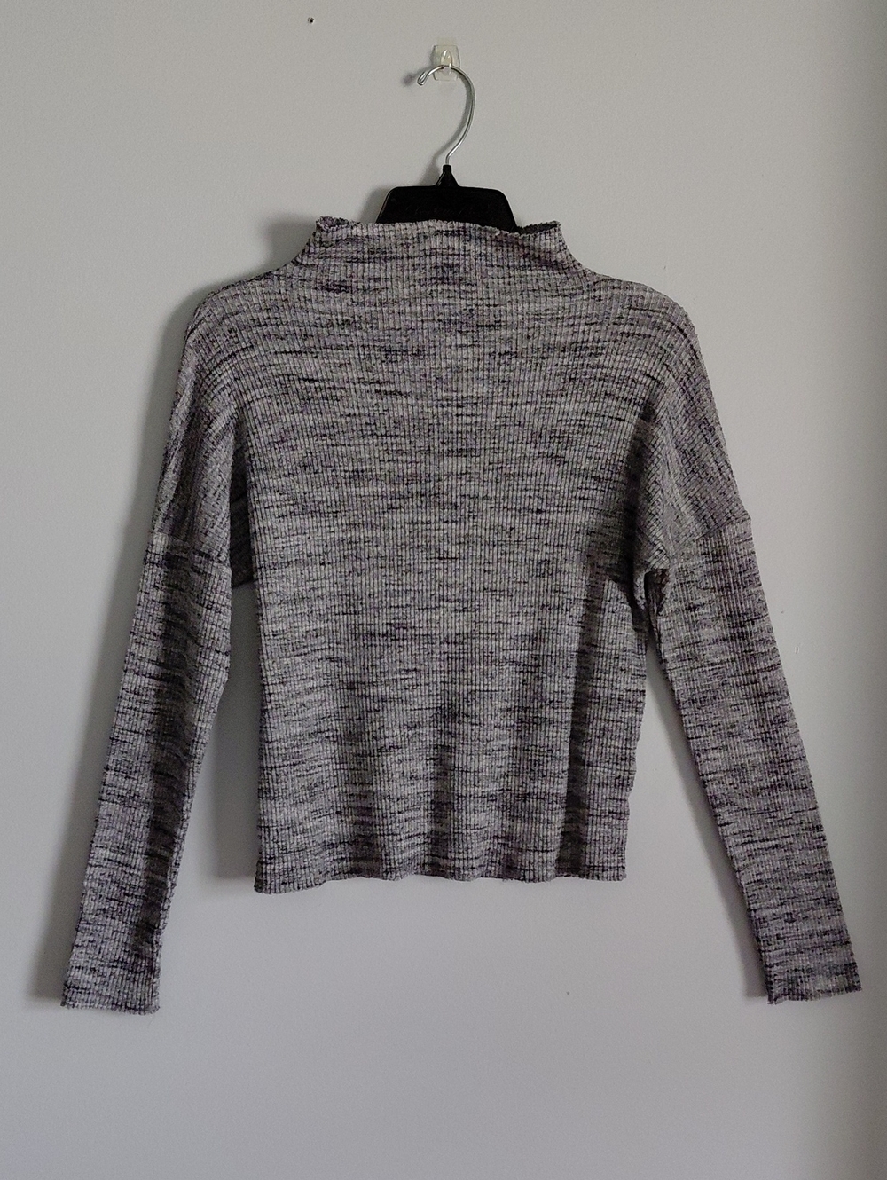 Nation LTD Gray Ribbed Long Sleeve Mock Neck Top Closet Staple Basic Classic M